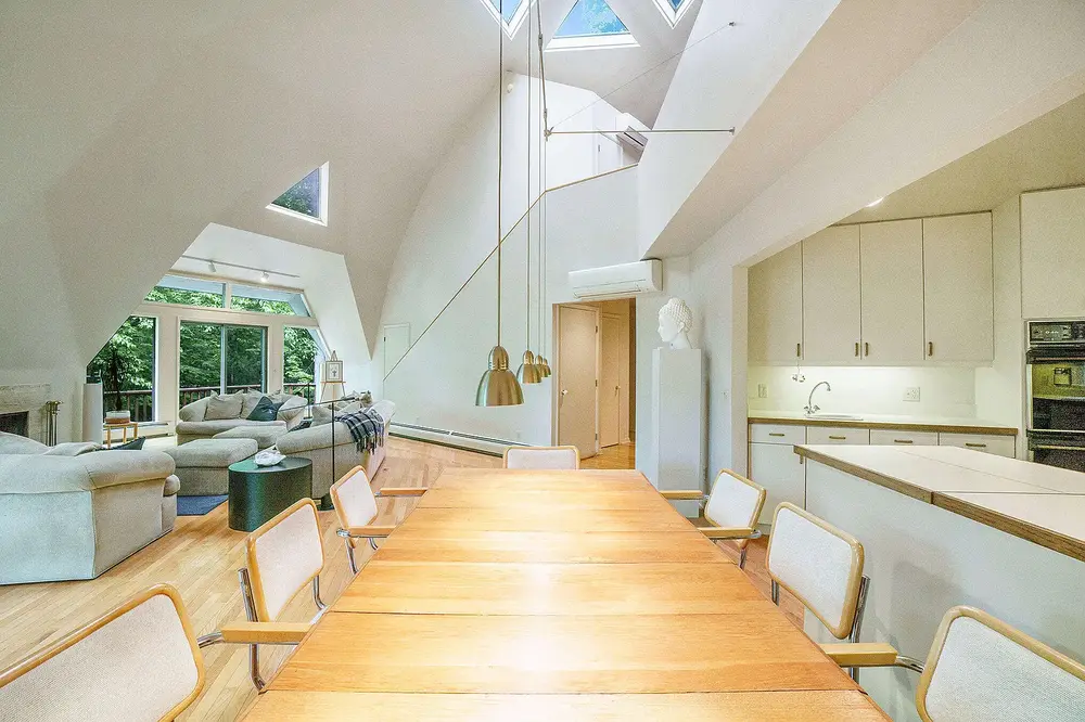 Dining area with skylights